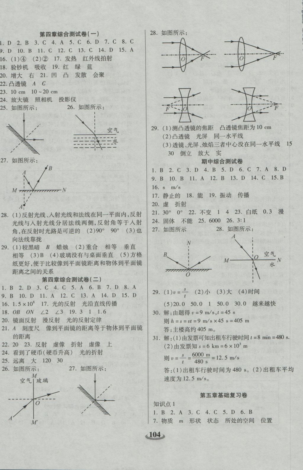 2016年暢響雙優(yōu)卷八年級物理上冊滬科版 參考答案第4頁