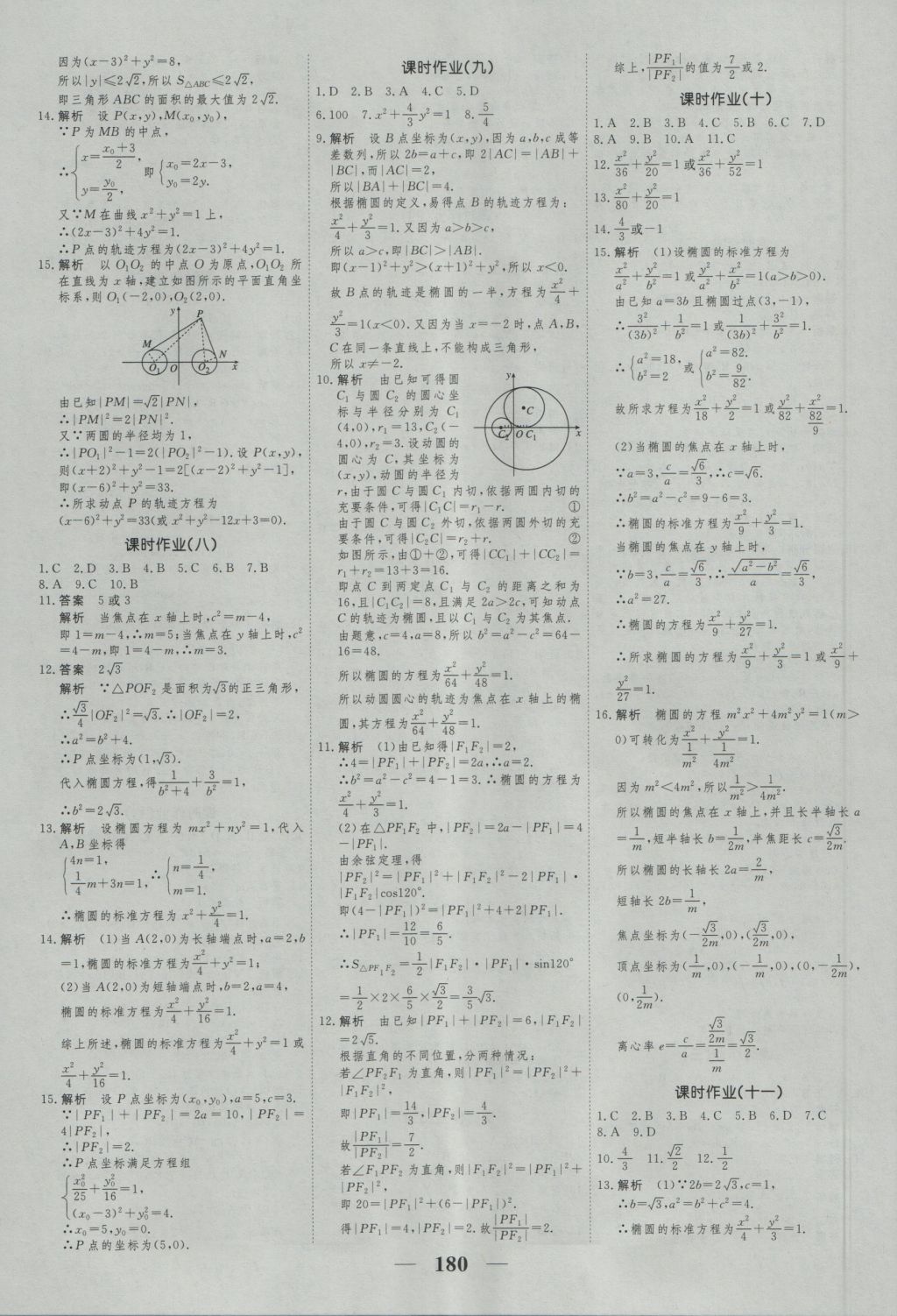 高考調(diào)研衡水重點(diǎn)中學(xué)同步精講精練數(shù)學(xué)選修2-1新課標(biāo)A版 參考答案第22頁(yè)