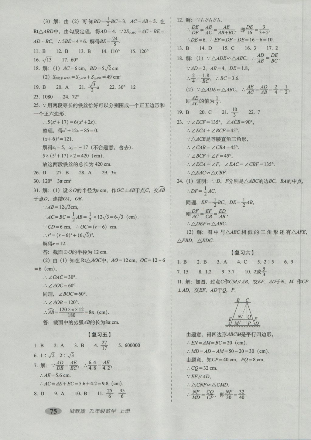 2016年聚能闖關(guān)期末復(fù)習(xí)沖刺卷九年級(jí)數(shù)學(xué)上冊(cè)浙教版 參考答案第3頁(yè)