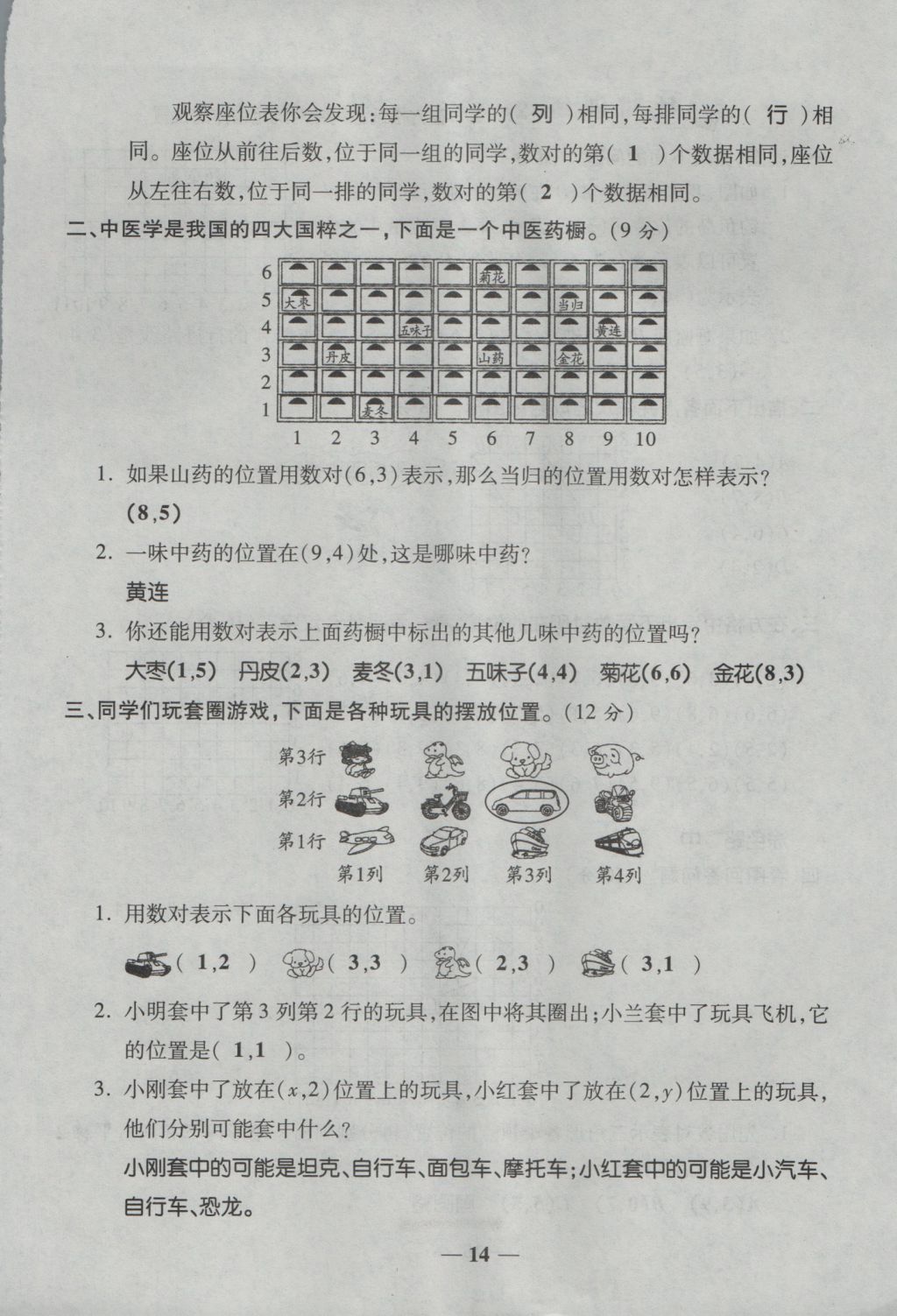 2016年奪冠金卷考點(diǎn)梳理全優(yōu)卷五年級(jí)數(shù)學(xué)上冊(cè)人教版 參考答案第14頁