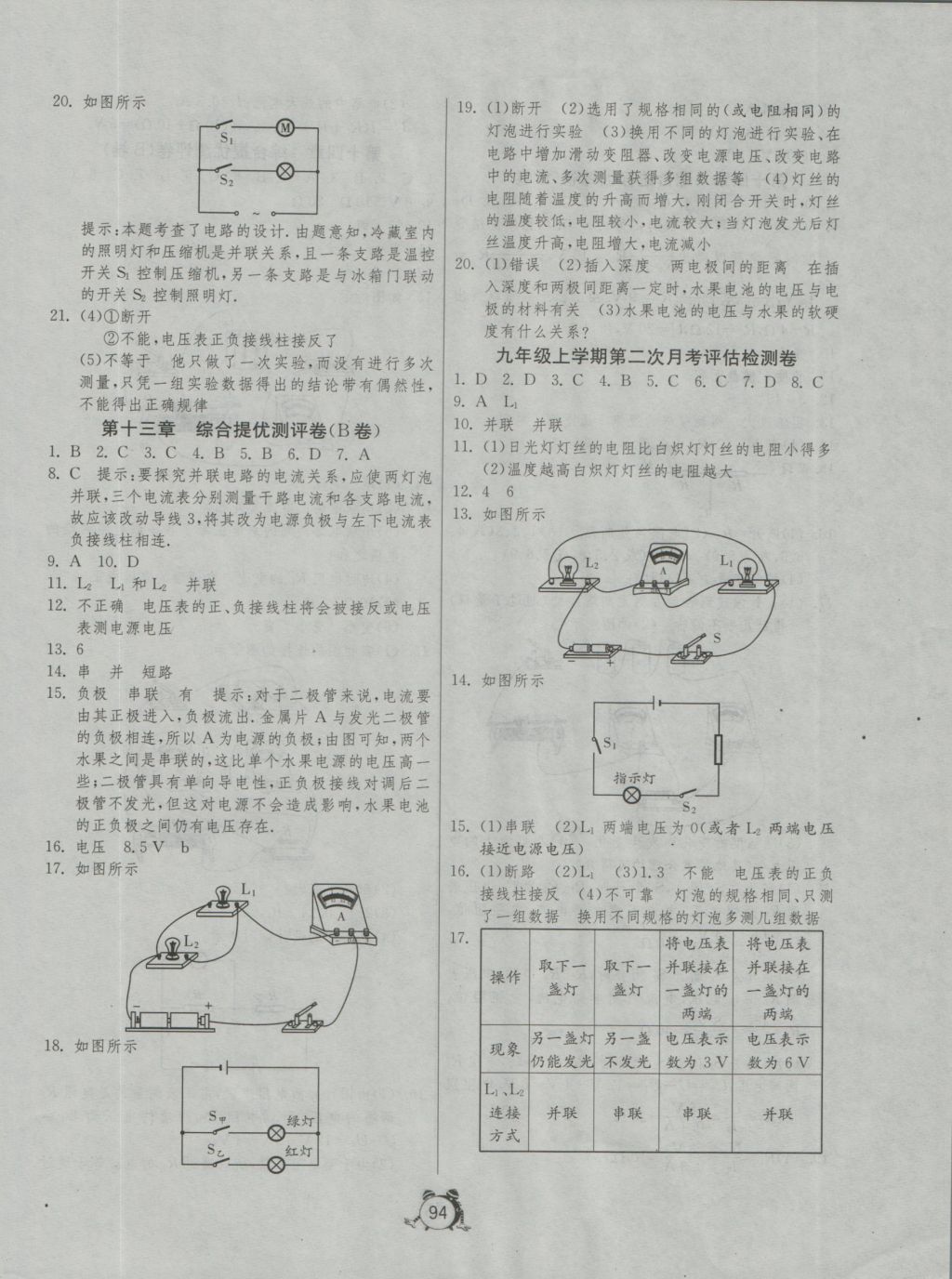 2016年單元雙測(cè)全程提優(yōu)測(cè)評(píng)卷九年級(jí)物理上冊(cè)蘇科版 參考答案第6頁(yè)