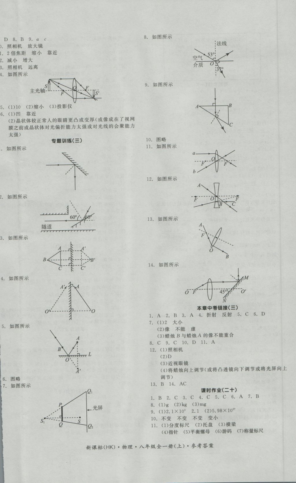 2016年全品学练考八年级物理全一册上沪科版 参考答案第8页