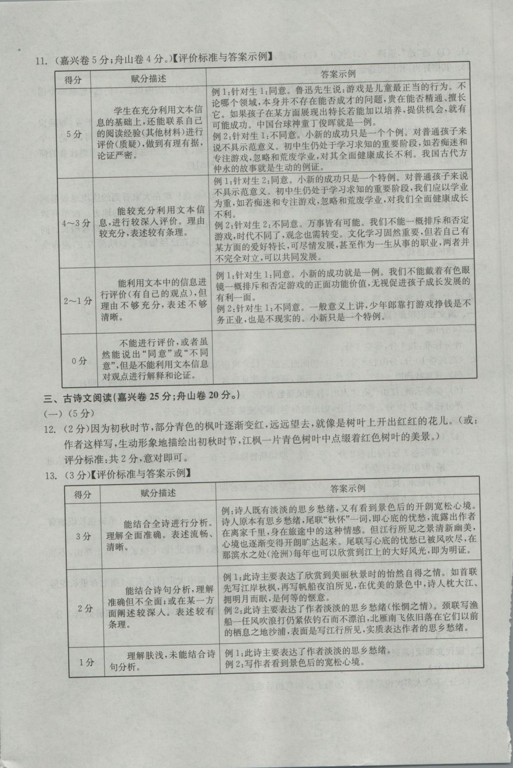 2017年中考必備2016年浙江省初中畢業(yè)生學(xué)業(yè)考試真題試卷集語文 參考答案第20頁