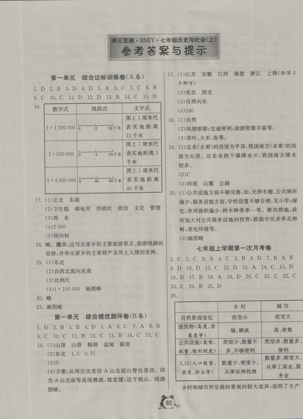 2016年單元雙測(cè)全程提優(yōu)測(cè)評(píng)卷七年級(jí)歷史與社會(huì)上冊(cè)人教版 參考答案第1頁(yè)