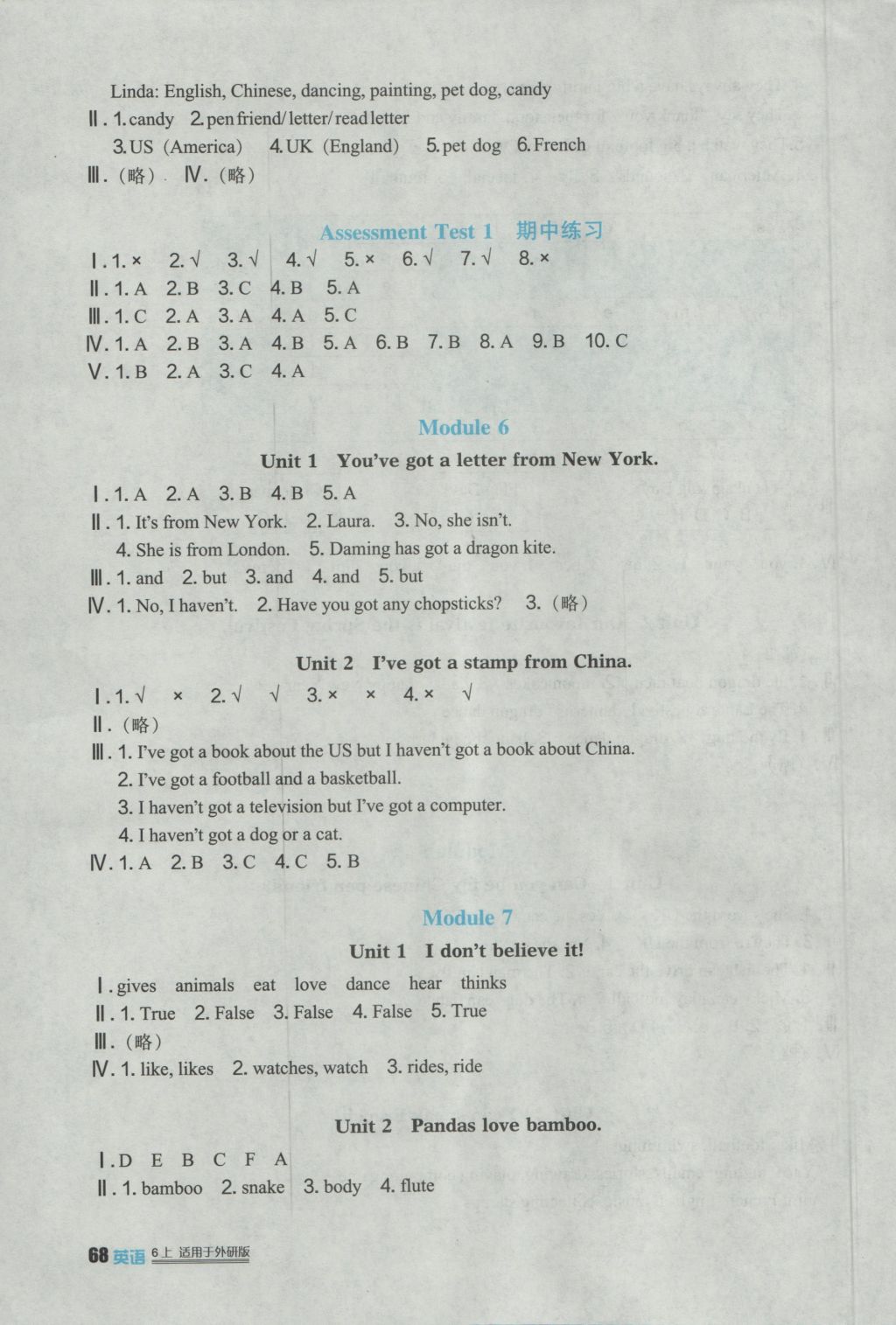 2016年小學(xué)生學(xué)習(xí)實(shí)踐園地六年級(jí)英語(yǔ)上冊(cè)外研版三起 參考答案第4頁(yè)