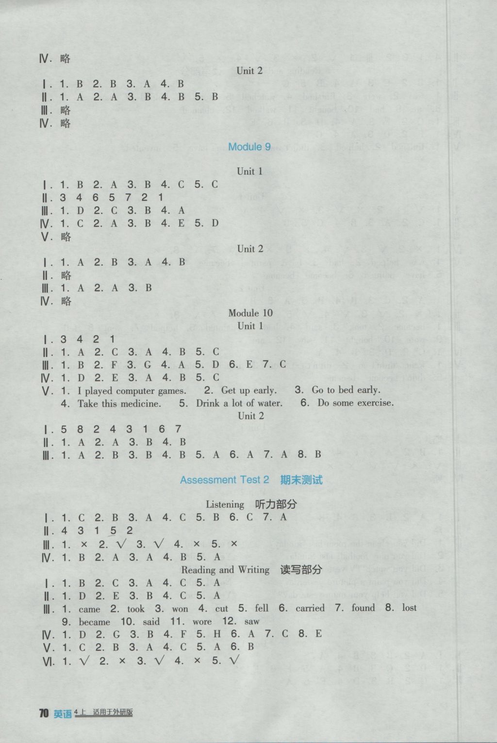 2016年新课标小学生学习实践园地四年级英语上册外研版一起 参考答案第4页