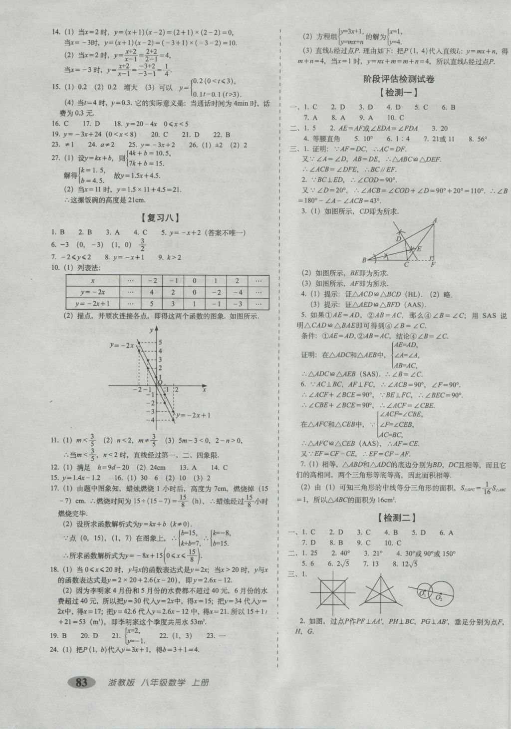 2016年聚能闖關(guān)期末復(fù)習(xí)沖刺卷八年級數(shù)學(xué)上冊浙教版 參考答案第3頁