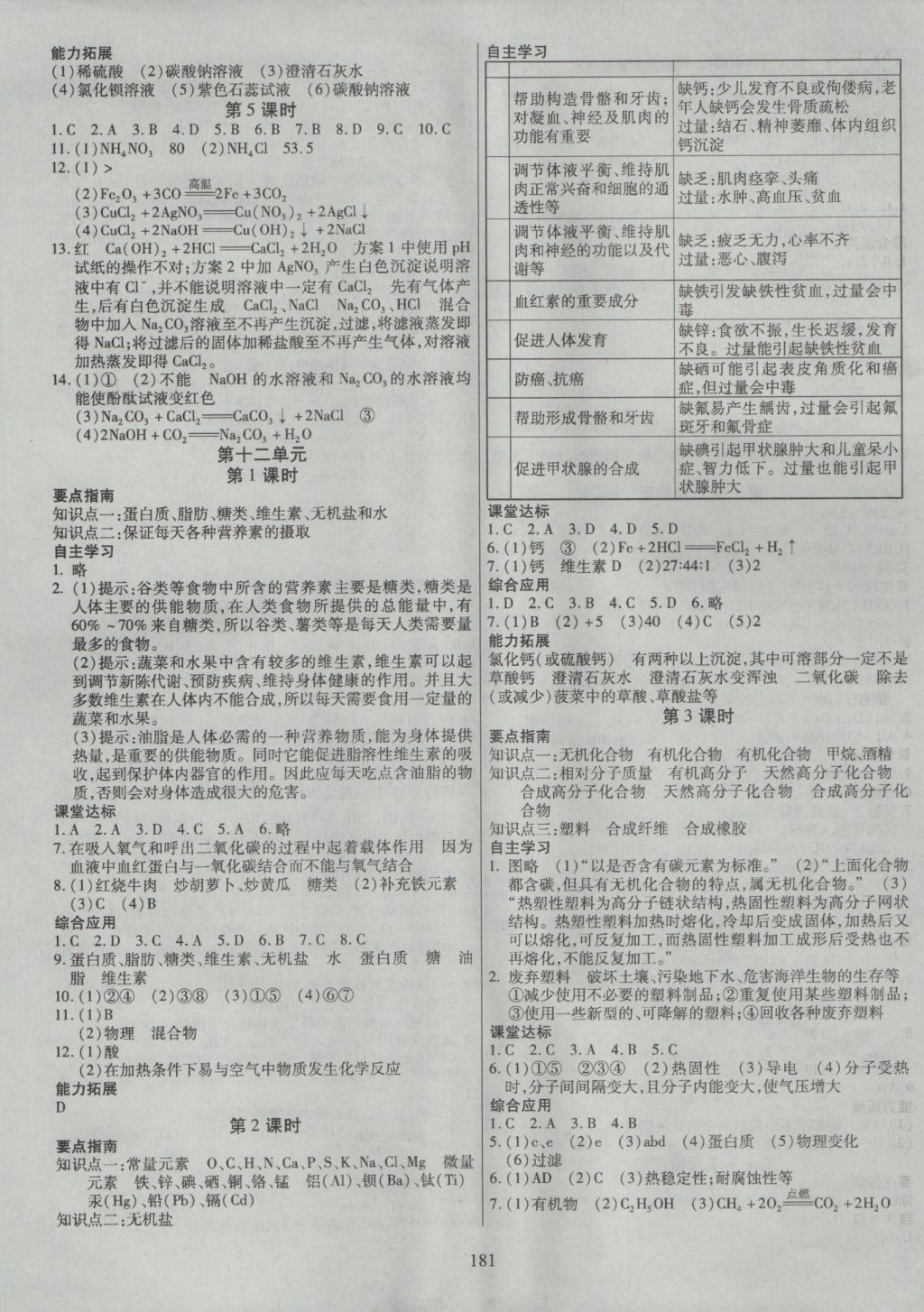 2016年导学与演练九年级化学全一册人教版 参考答案第13页