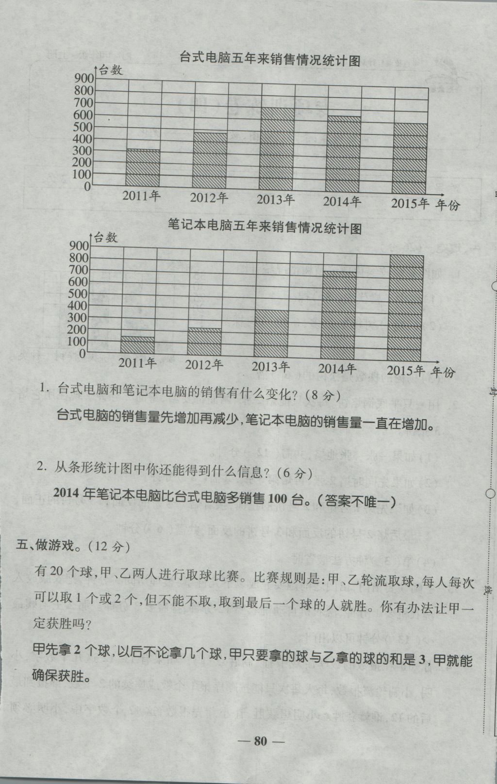 2016年奪冠金卷考點梳理全優(yōu)卷四年級數(shù)學(xué)上冊人教版 參考答案第80頁