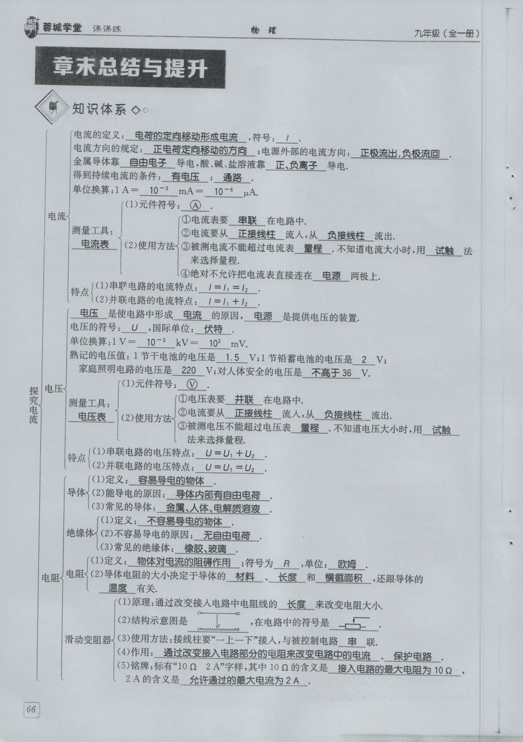 2016年蓉城學(xué)堂課課練九年級物理全一冊人教版 第4章 探究電流第158頁