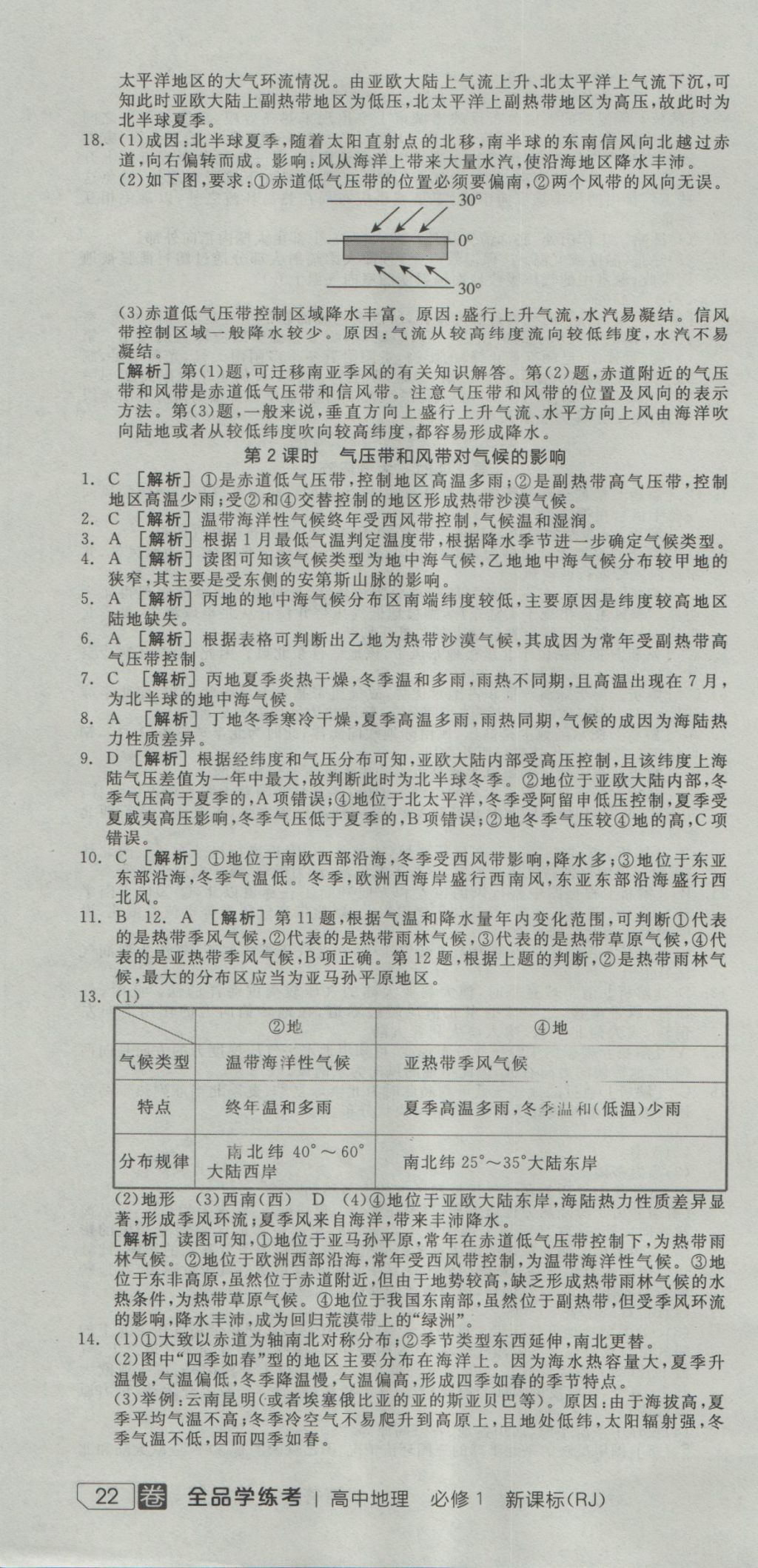 全品學(xué)練考高中地理必修1人教版 參考答案第28頁