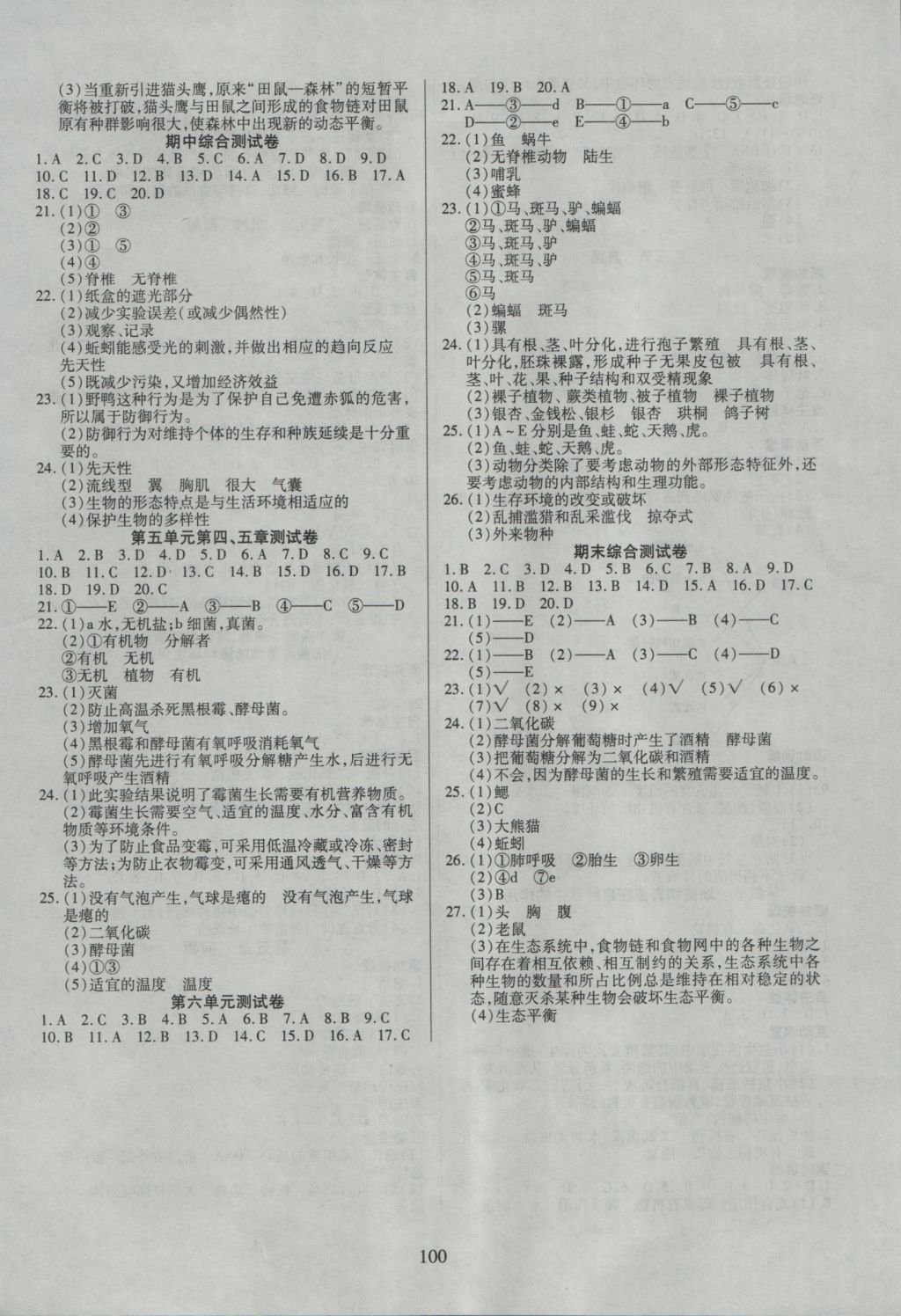 2016年有效課堂課時(shí)導(dǎo)學(xué)案八年級(jí)生物上冊(cè)人教版 參考答案第8頁