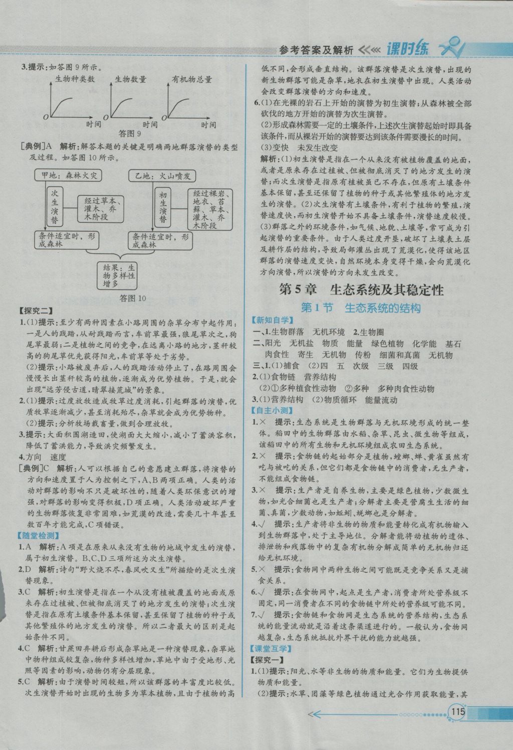 同步導(dǎo)學(xué)案課時練生物必修3人教版 參考答案第17頁