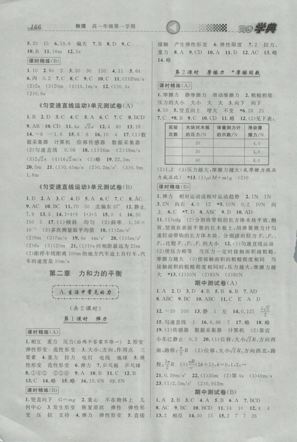 惠宇文化同步學(xué)典高一年級物理第一學(xué)期 參考答案第4頁