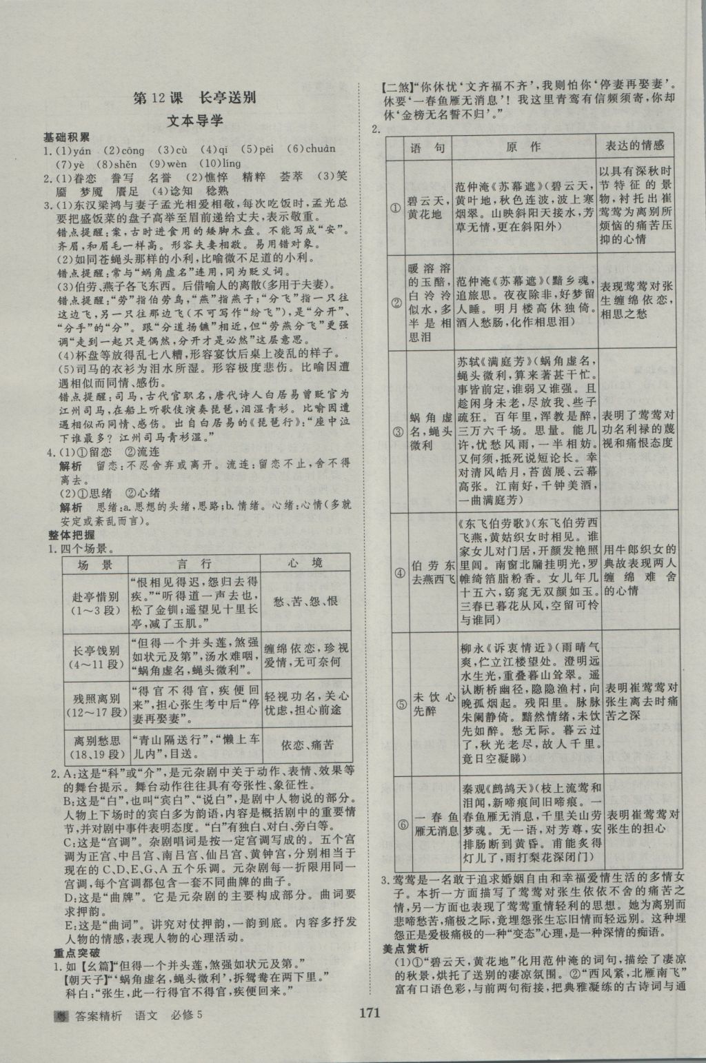 步步高學(xué)案導(dǎo)學(xué)與隨堂筆記語(yǔ)文必修5粵教版 參考答案第15頁(yè)