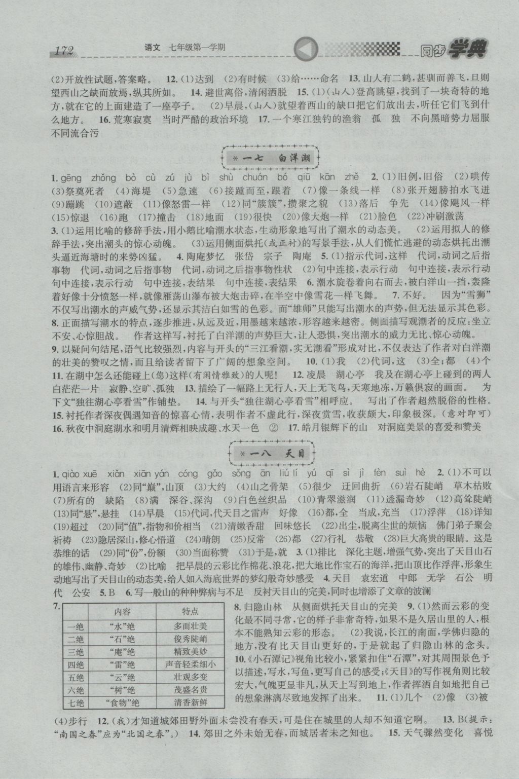 2016年惠宇文化同步学典七年级语文第一学期沪教版 参考答案第8页