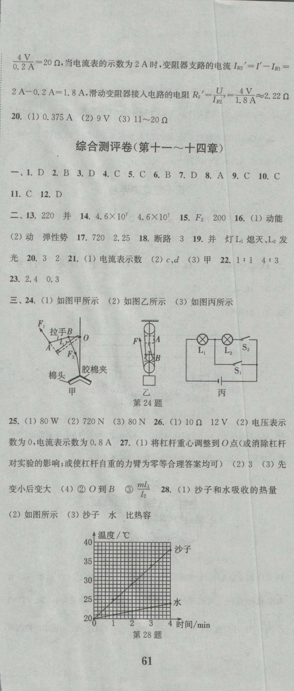 2016年通城學(xué)典初中全程測評卷九年級物理全一冊蘇科版 參考答案第14頁