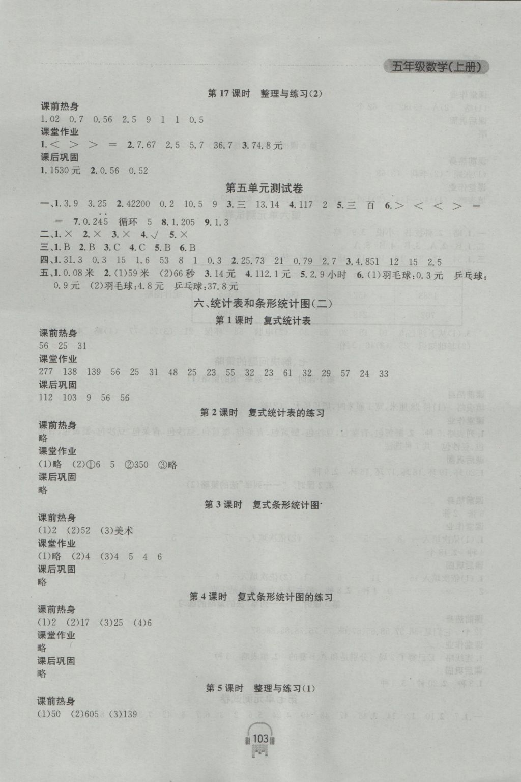 2016年金钥匙课时学案作业本五年级数学上册江苏版 参考答案第9页