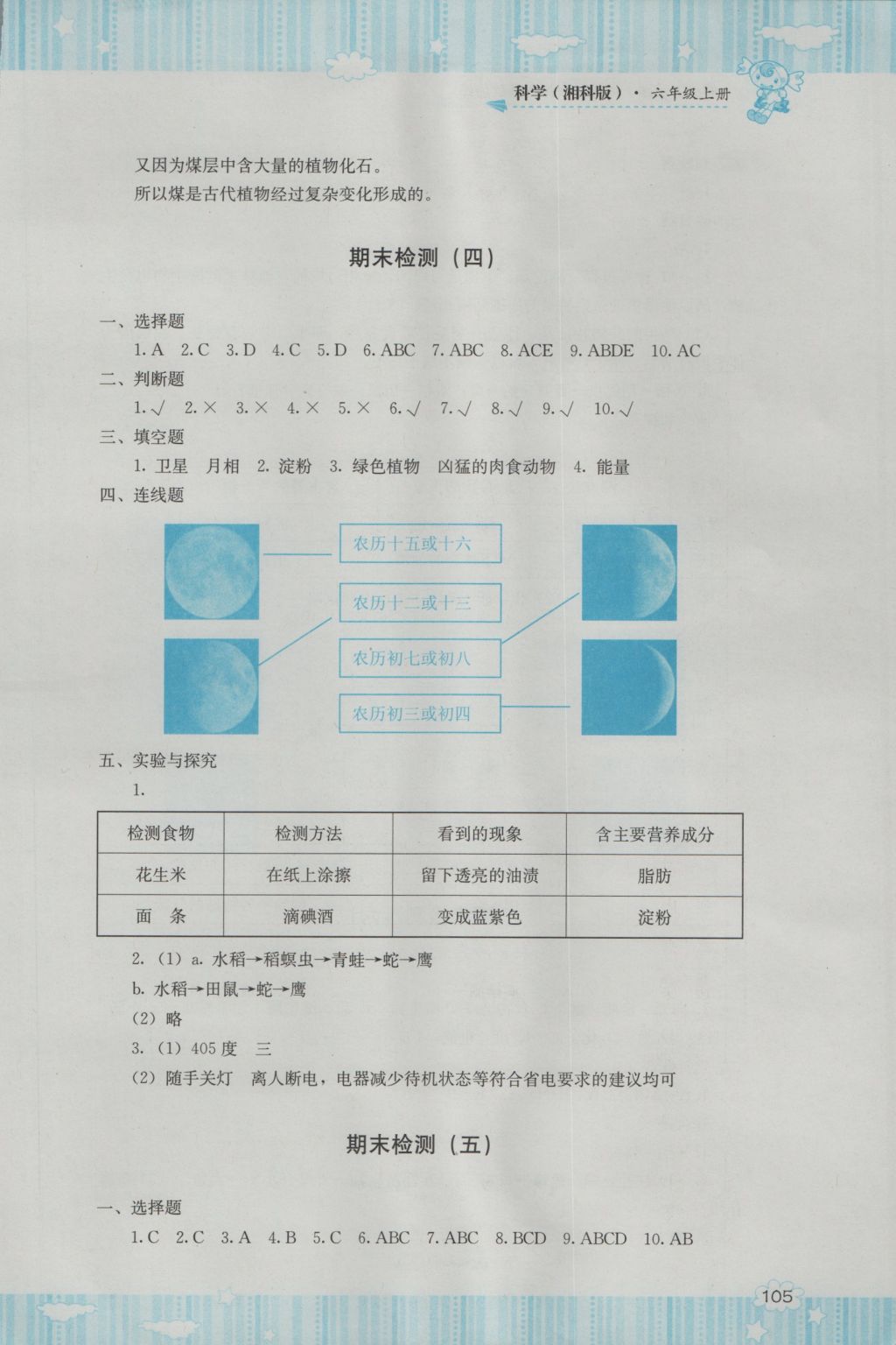 2016年課程基礎(chǔ)訓(xùn)練六年級(jí)科學(xué)上冊(cè)湘科版湖南少年兒童出版社 參考答案第7頁