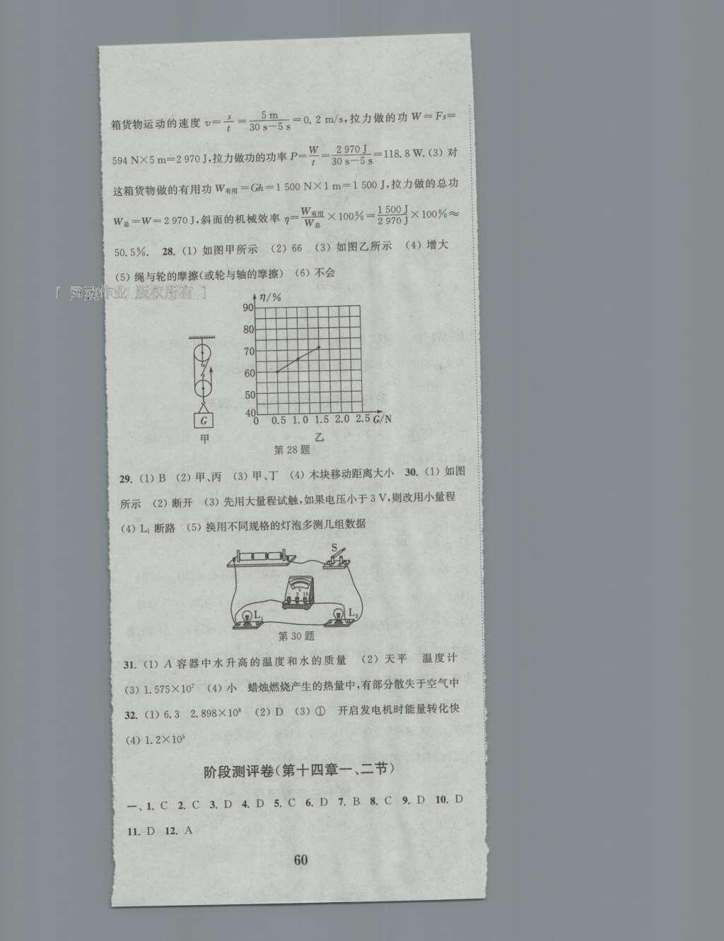 2016年通城學(xué)典初中全程測(cè)評(píng)卷九年級(jí)物理全一冊(cè)蘇科版 參考答案第11頁(yè)