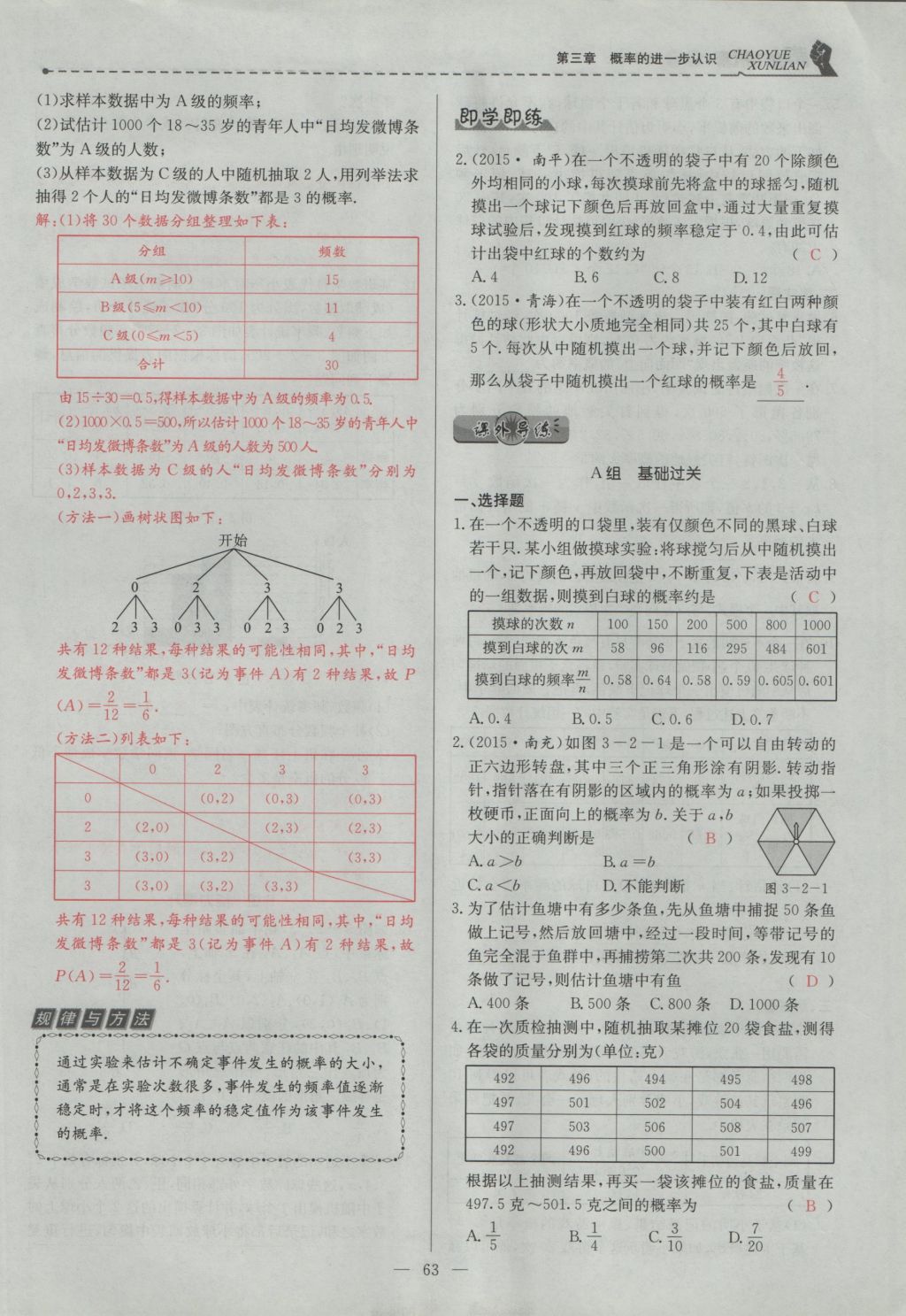 2016年五州圖書超越訓練九年級數(shù)學上冊北師大版 第三章 概率的進一步認識第66頁