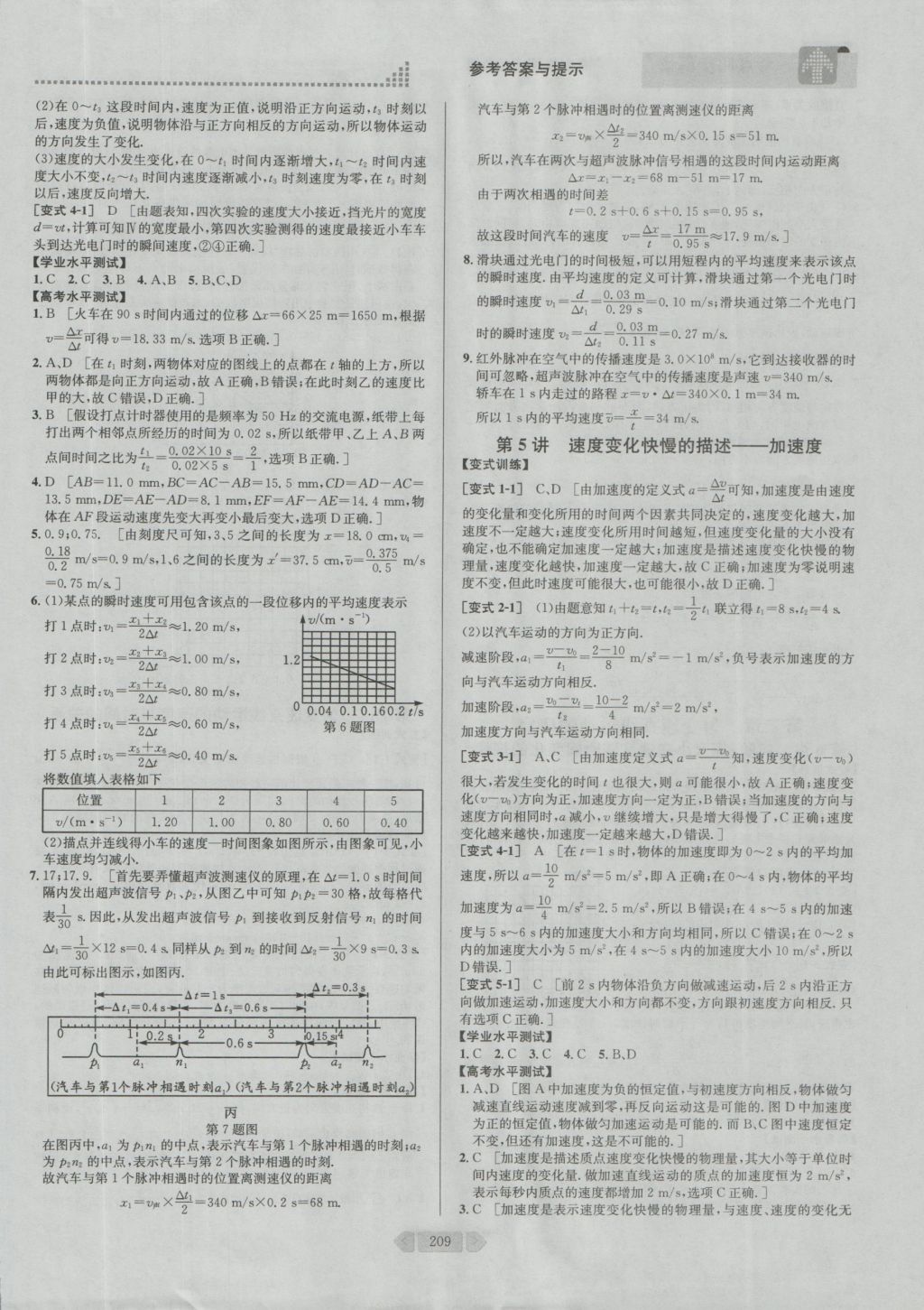 考點(diǎn)同步解讀高中物理必修1第四版 參考答案與提示第7頁