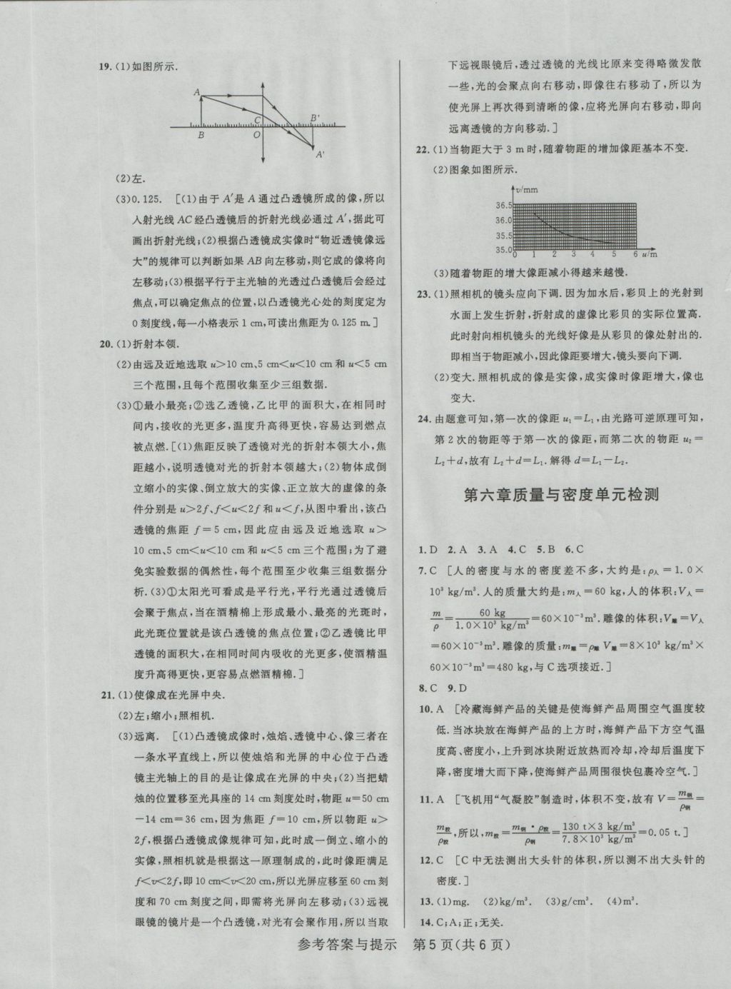 2016年考點同步解讀八年級物理上冊人教版 單元檢測答案與提示第5頁