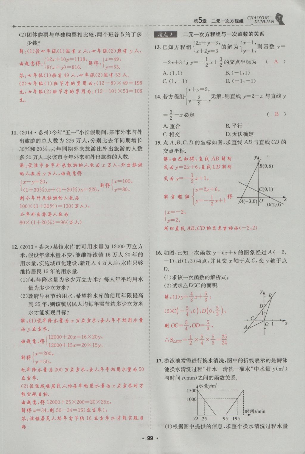 2016年五州圖書(shū)超越訓(xùn)練八年級(jí)數(shù)學(xué)上冊(cè)北師大版 第5章 二一次方程組第153頁(yè)