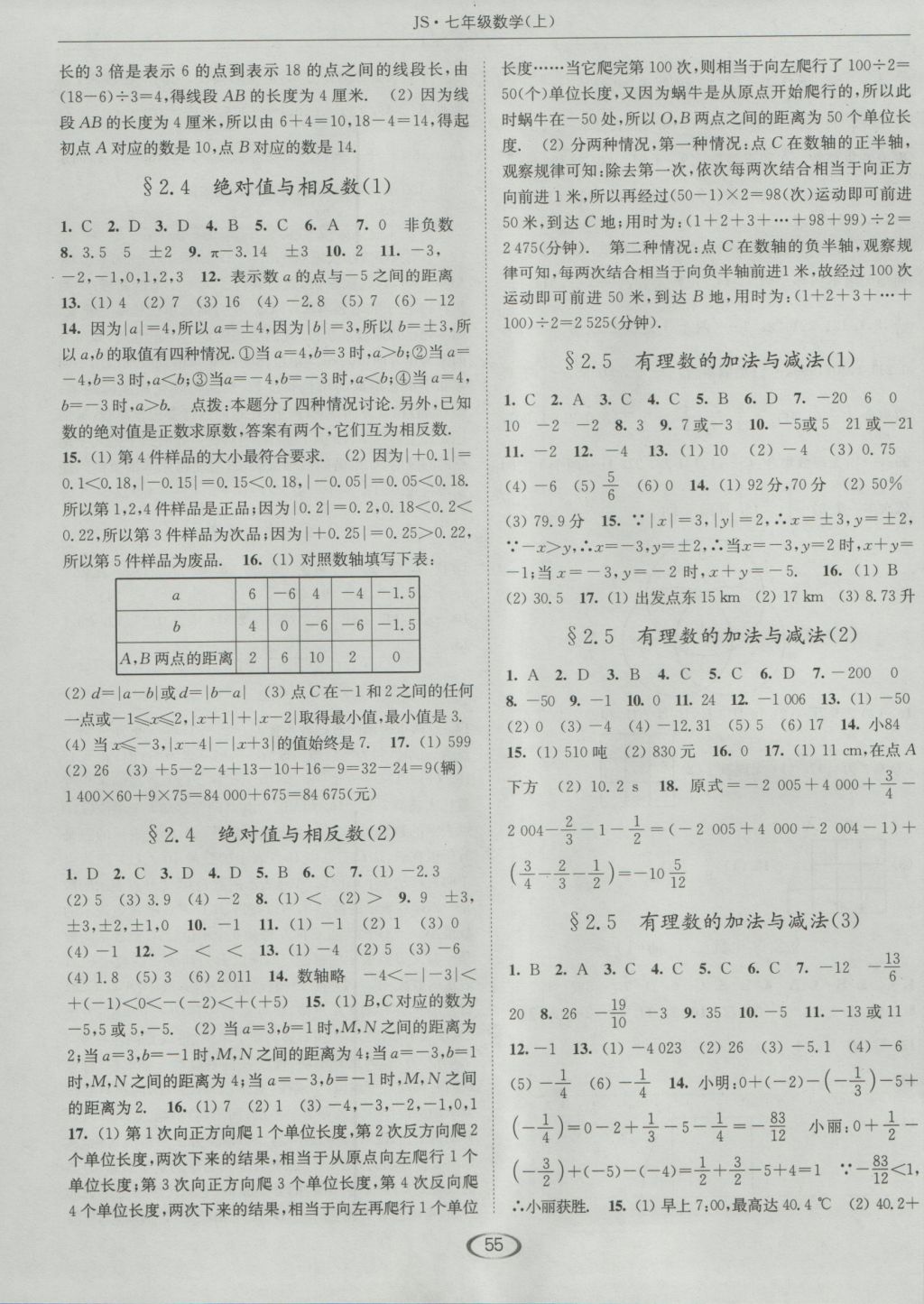 2016年亮點給力提優(yōu)課時作業(yè)本七年級數(shù)學(xué)上冊蘇科版 參考答案第3頁