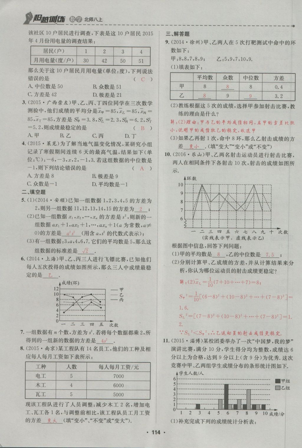 2016年五州圖書超越訓(xùn)練八年級數(shù)學(xué)上冊北師大版 第6章 數(shù)據(jù)的分析第168頁