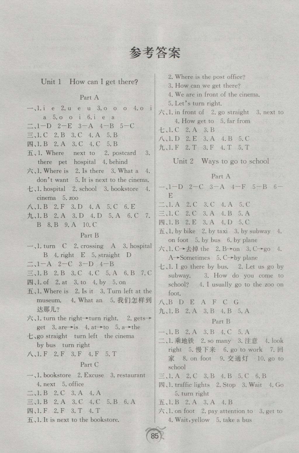 2016年優(yōu)等生全優(yōu)計(jì)劃課時(shí)優(yōu)化練加測(cè)六年級(jí)英語(yǔ)上冊(cè)人教PEP版 參考答案第1頁(yè)