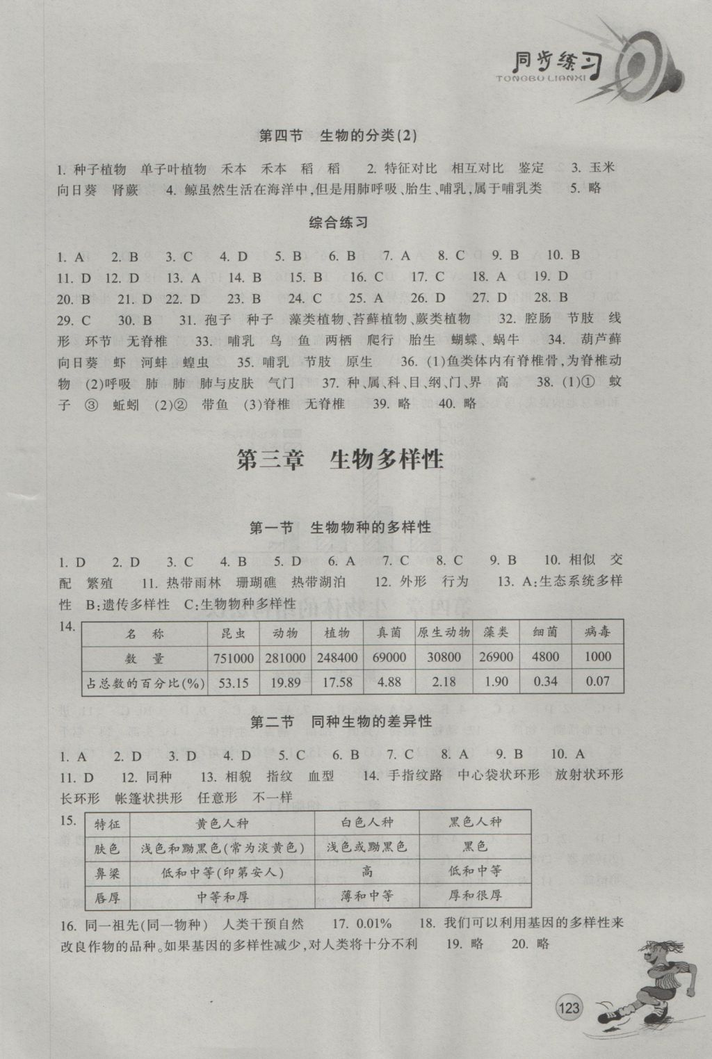 2016年同步练习七年级科学上册华师大版浙江教育出版社 参考答案第5页