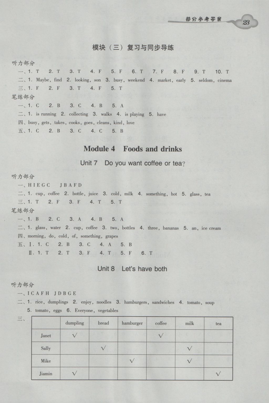 2016年小學(xué)英語(yǔ)雙基同步導(dǎo)學(xué)導(dǎo)練五年級(jí)上冊(cè)廣州版 參考答案第23頁(yè)