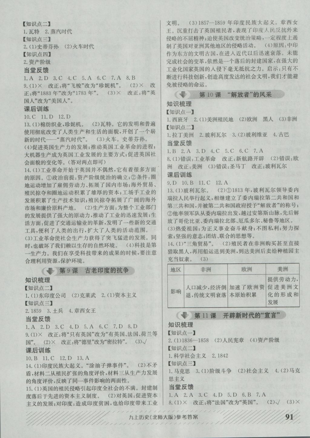 2016年原創(chuàng)講練測課優(yōu)新突破九年級歷史上冊北師大版 參考答案第3頁