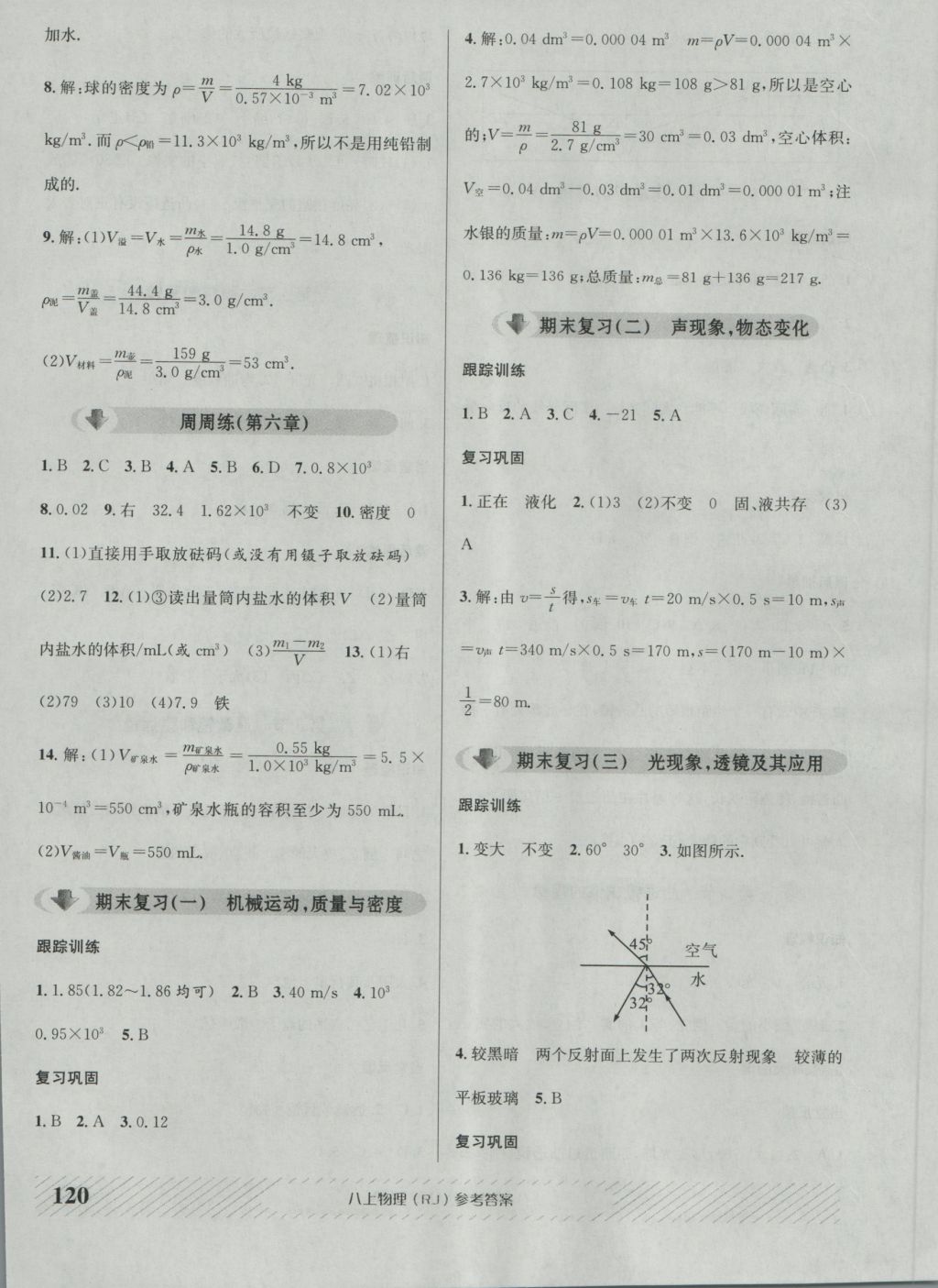 2016年原創(chuàng)講練測課優(yōu)新突破八年級物理上冊人教版 參考答案第12頁