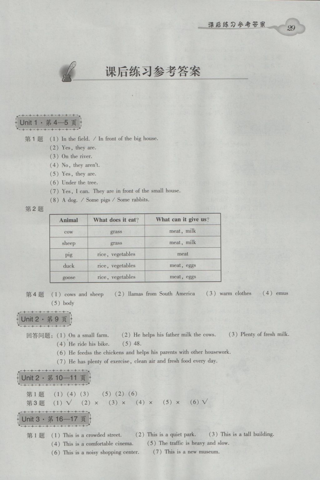 2016年小学英语双基同步导学导练六年级上册广州版 参考答案第29页