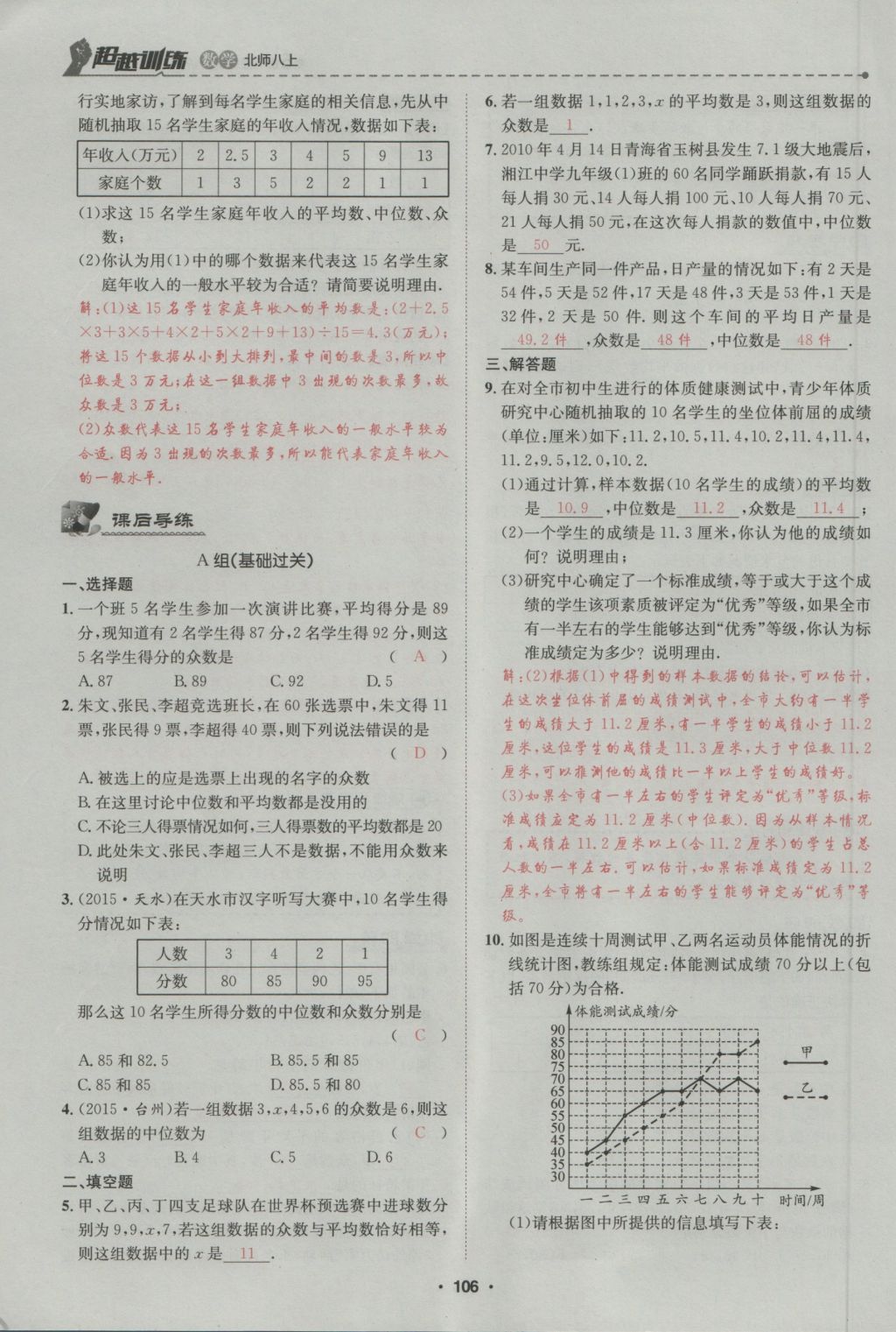 2016年五州圖書超越訓(xùn)練八年級數(shù)學(xué)上冊北師大版 第6章 數(shù)據(jù)的分析第160頁