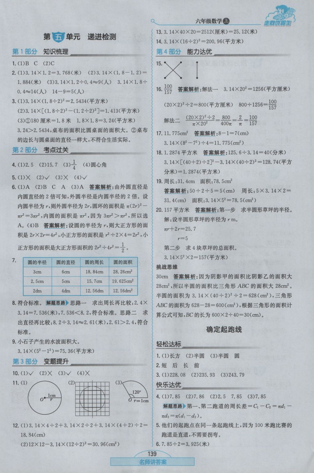 2016年走向优等生六年级数学上册人教版 参考答案第15页