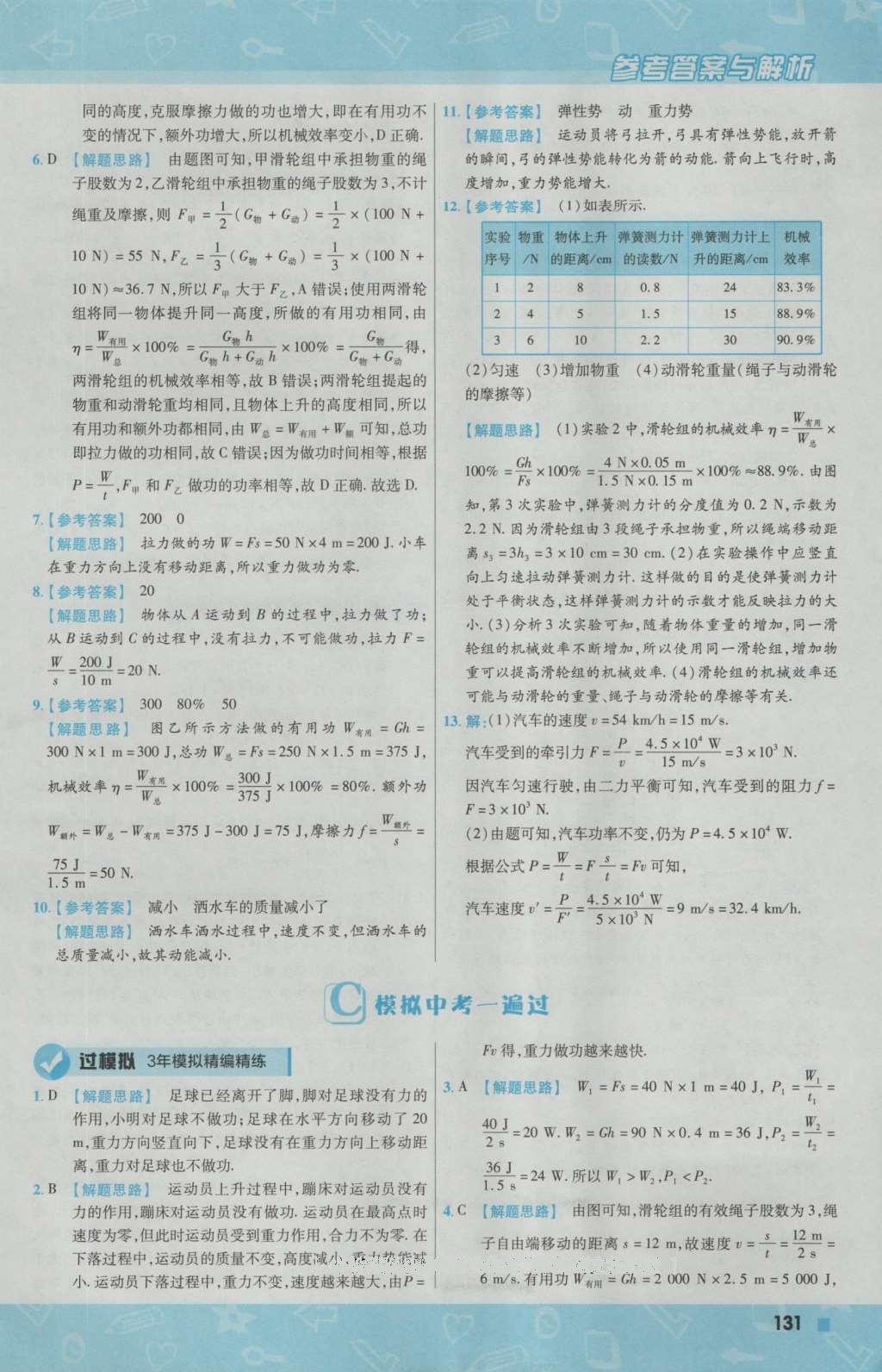 2016年一遍過(guò)初中物理九年級(jí)上冊(cè)滬粵版 參考答案第9頁(yè)