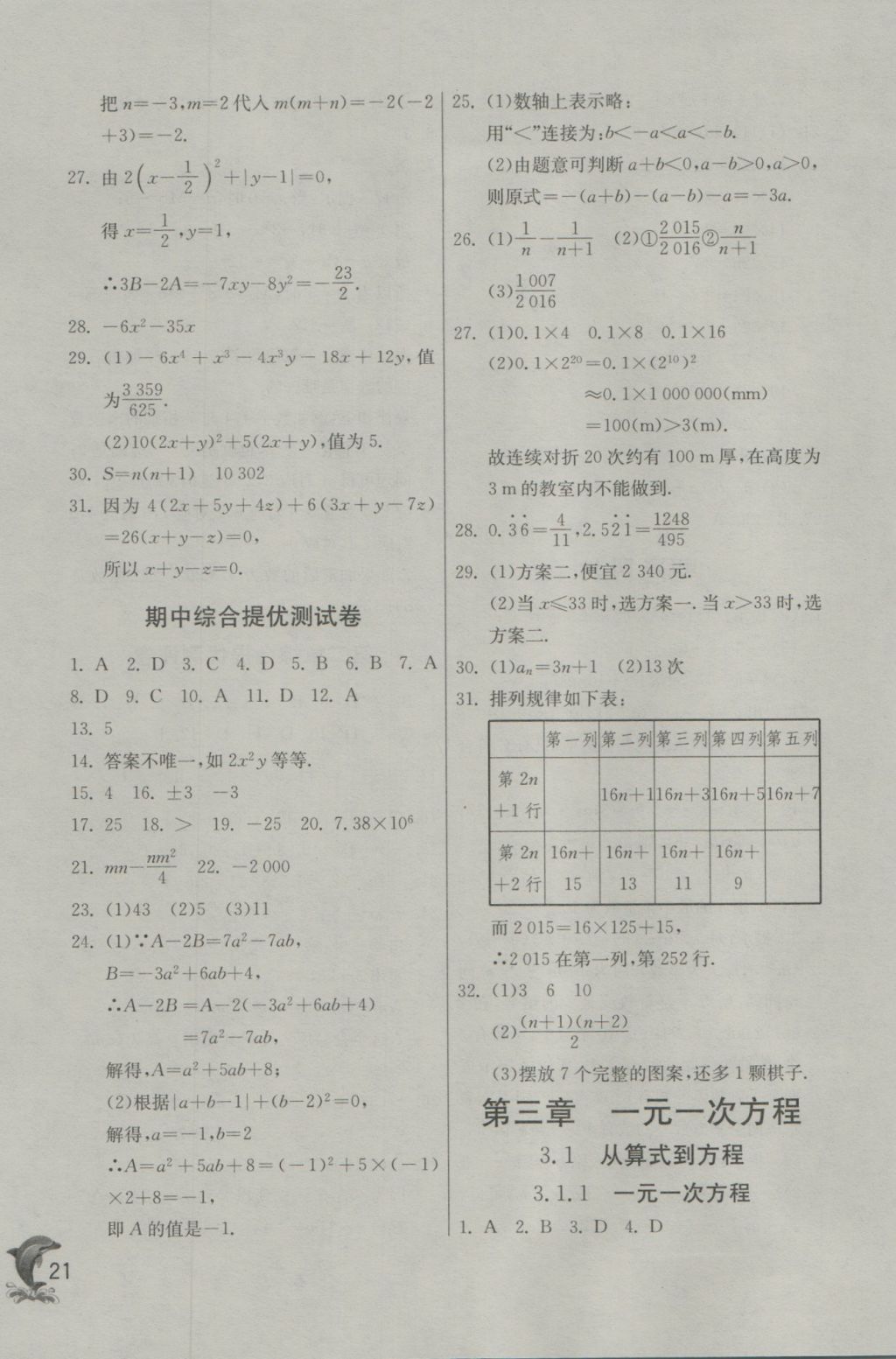 2016年實(shí)驗(yàn)班提優(yōu)訓(xùn)練七年級(jí)數(shù)學(xué)上冊(cè)天津?qū)０?nbsp;參考答案第21頁(yè)