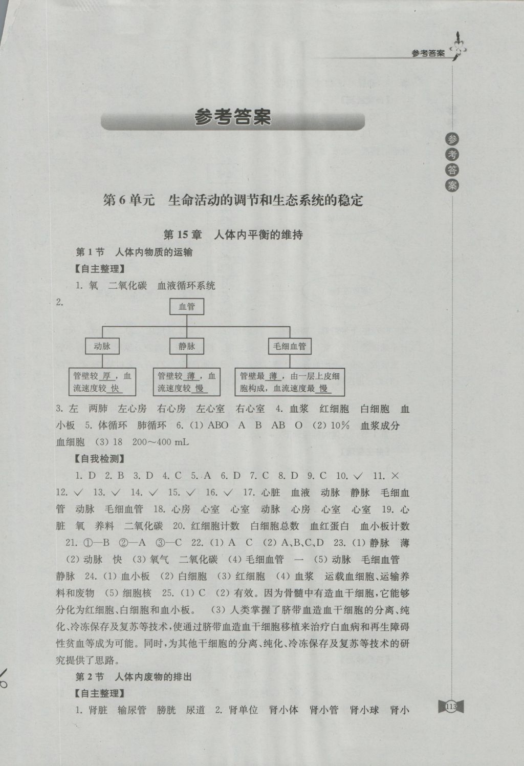 2016年學(xué)習(xí)與評價八年級生物學(xué)上冊蘇科版江蘇鳳凰教育出版社 參考答案第1頁