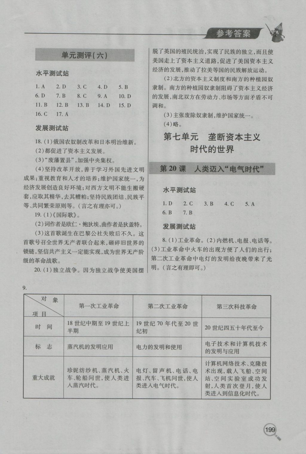 2016年新課堂同步學習與探究九年級歷史上學期 參考答案第7頁