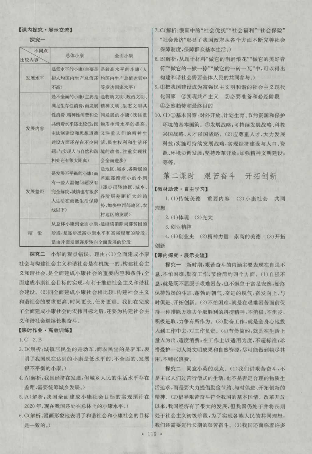 2016年能力培养与测试九年级思想品德全一册人教版 参考答案第21页