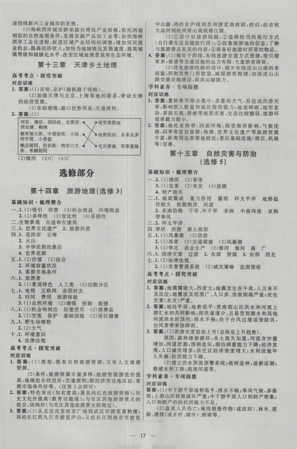 2017年高中總復(fù)習(xí)優(yōu)化設(shè)計(jì)一輪用書地理天津?qū)０?nbsp;參考答案第16頁