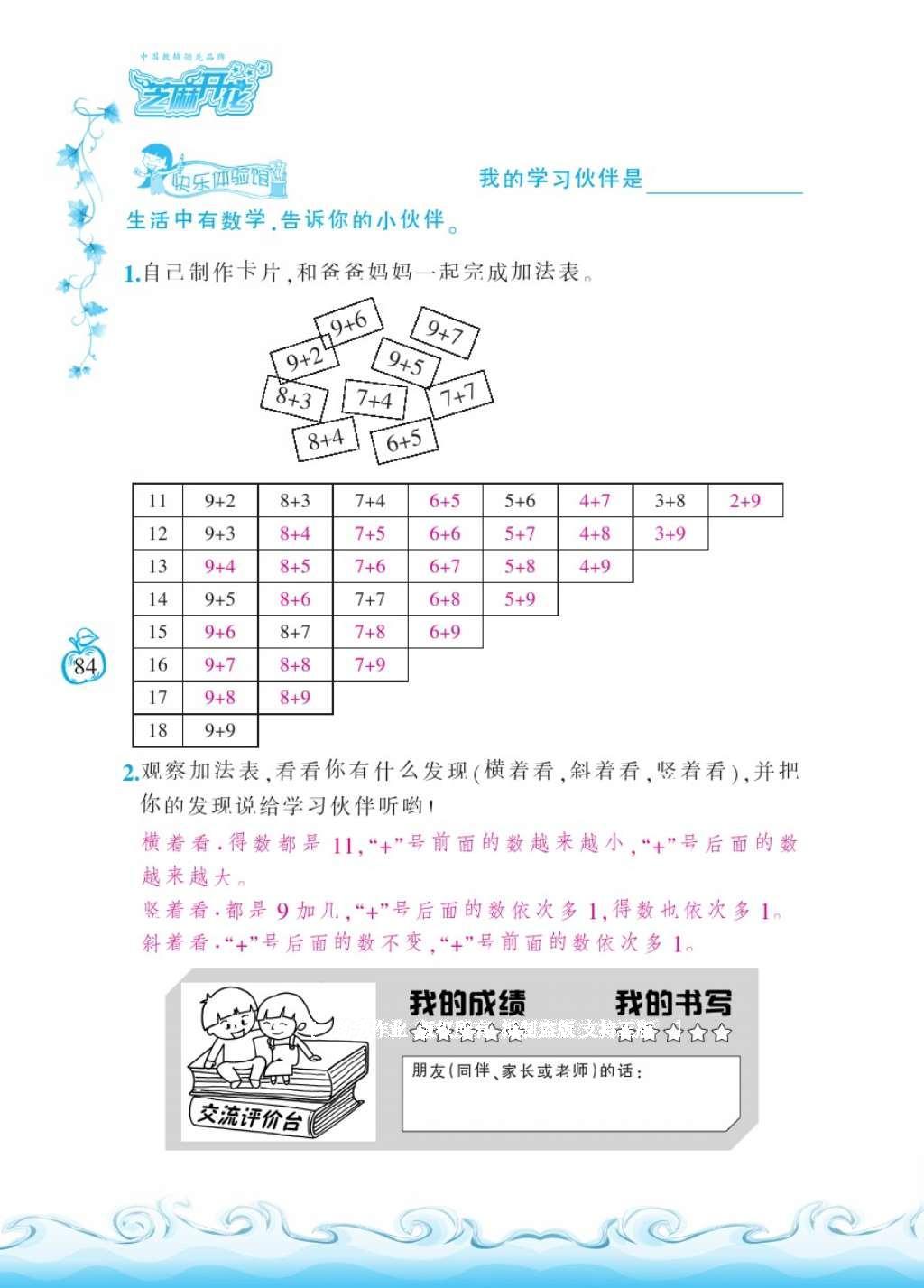 2016年芝麻開花課程新體驗一年級數(shù)學上冊北師大版 參考答案第87頁