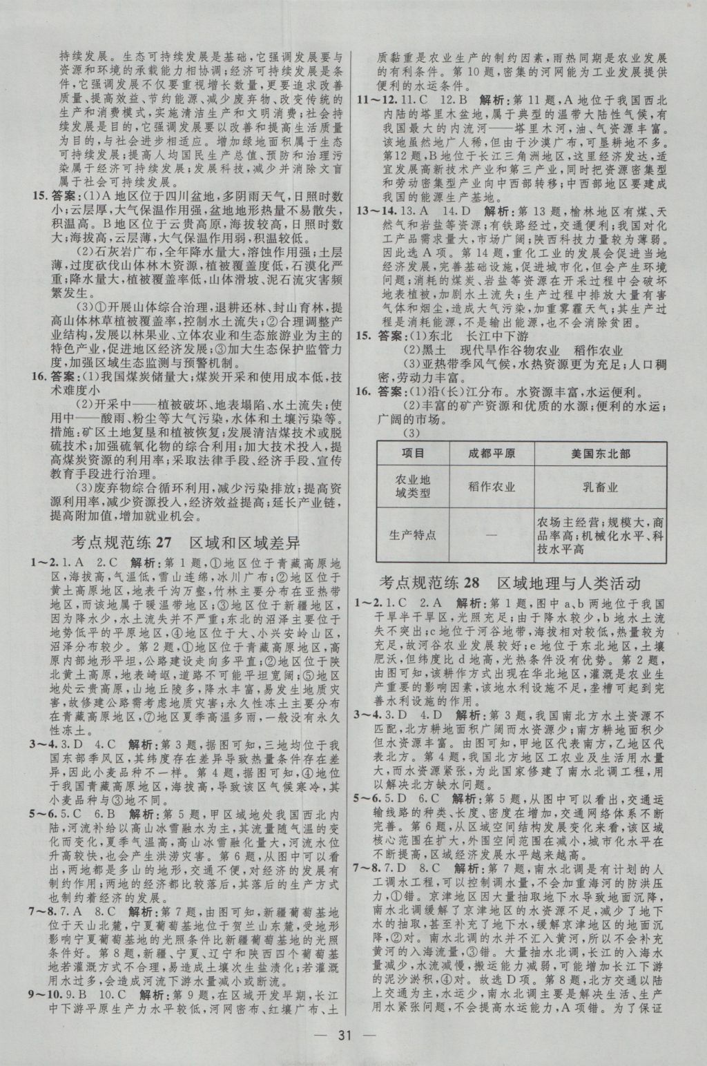 2017年高中總復(fù)習(xí)優(yōu)化設(shè)計(jì)一輪用書地理天津?qū)０?nbsp;參考答案第30頁