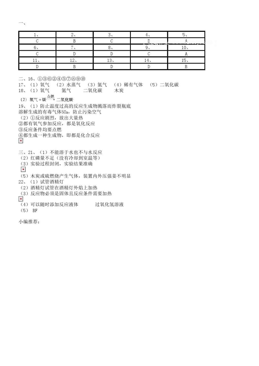 2016年阳光学业评价九年级化学上册人教版 参考答案第13页