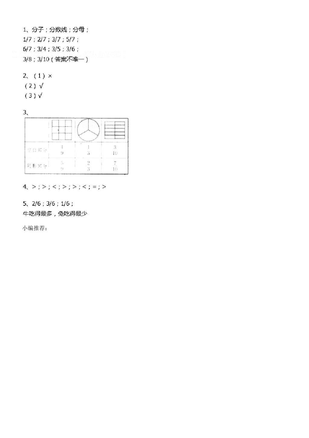 2016年长江全能学案同步练习册三年级数学上册人教版 参考答案第65页