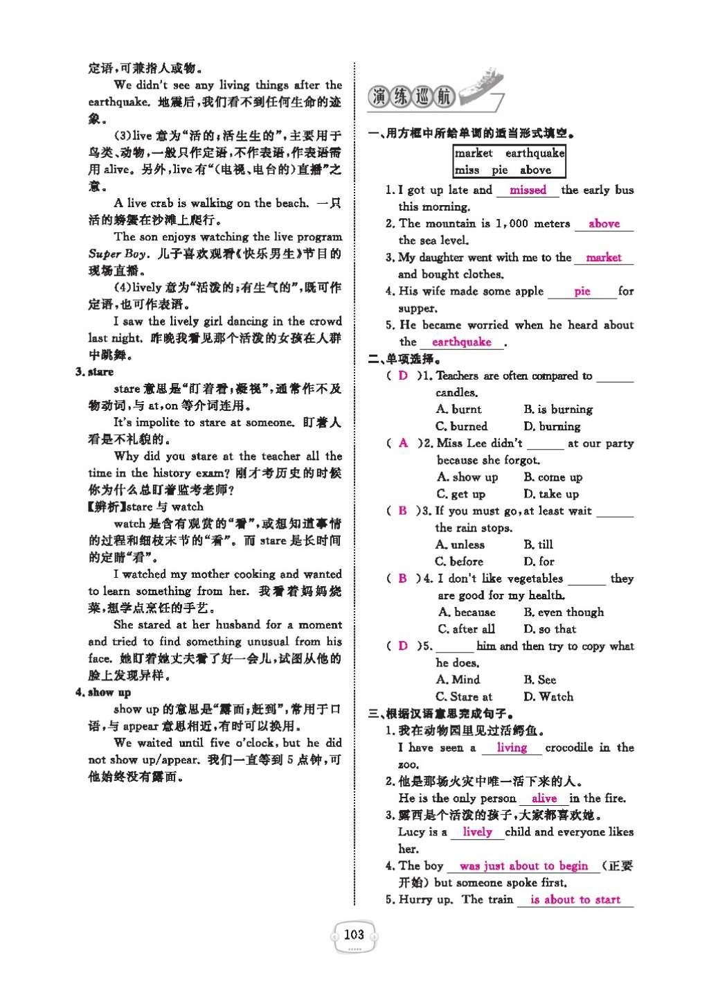 2016年領(lǐng)航新課標(biāo)練習(xí)冊(cè)九年級(jí)英語(yǔ)全一冊(cè)人教版 參考答案第107頁(yè)