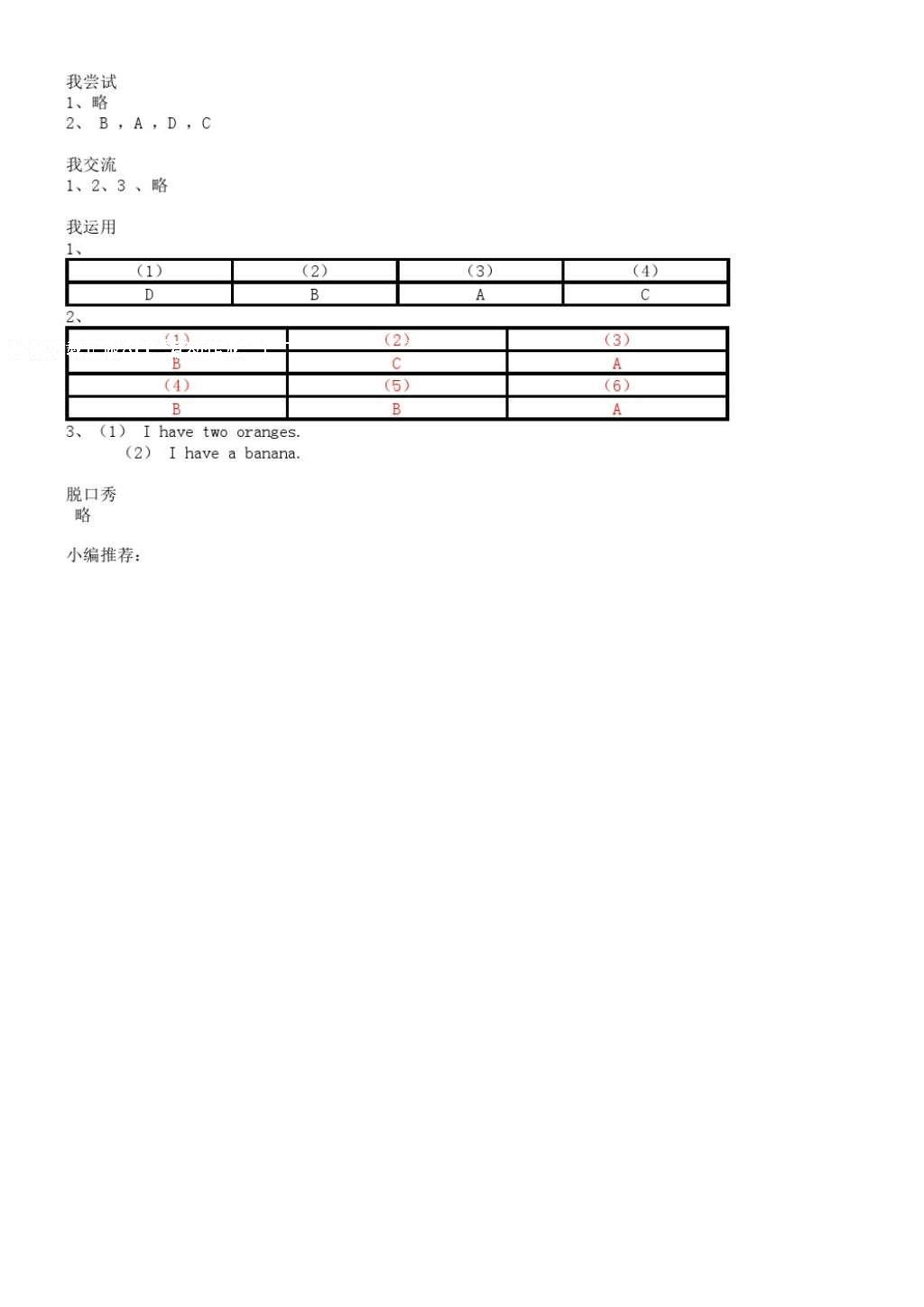 2016年伴你学英语四年级上册译林版 参考答案第11页